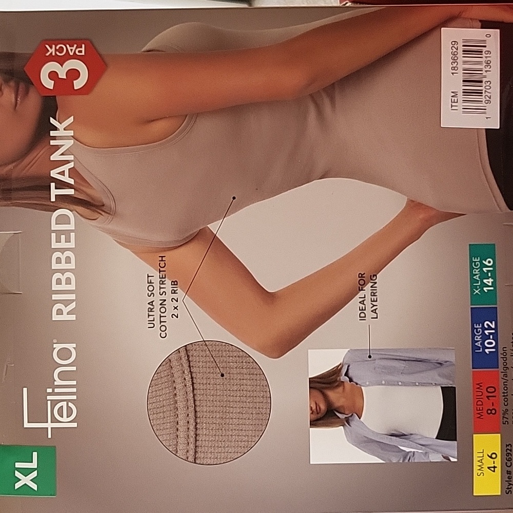 Felina Ribbed Tank Top 3-Pack - Picture 2 of 6